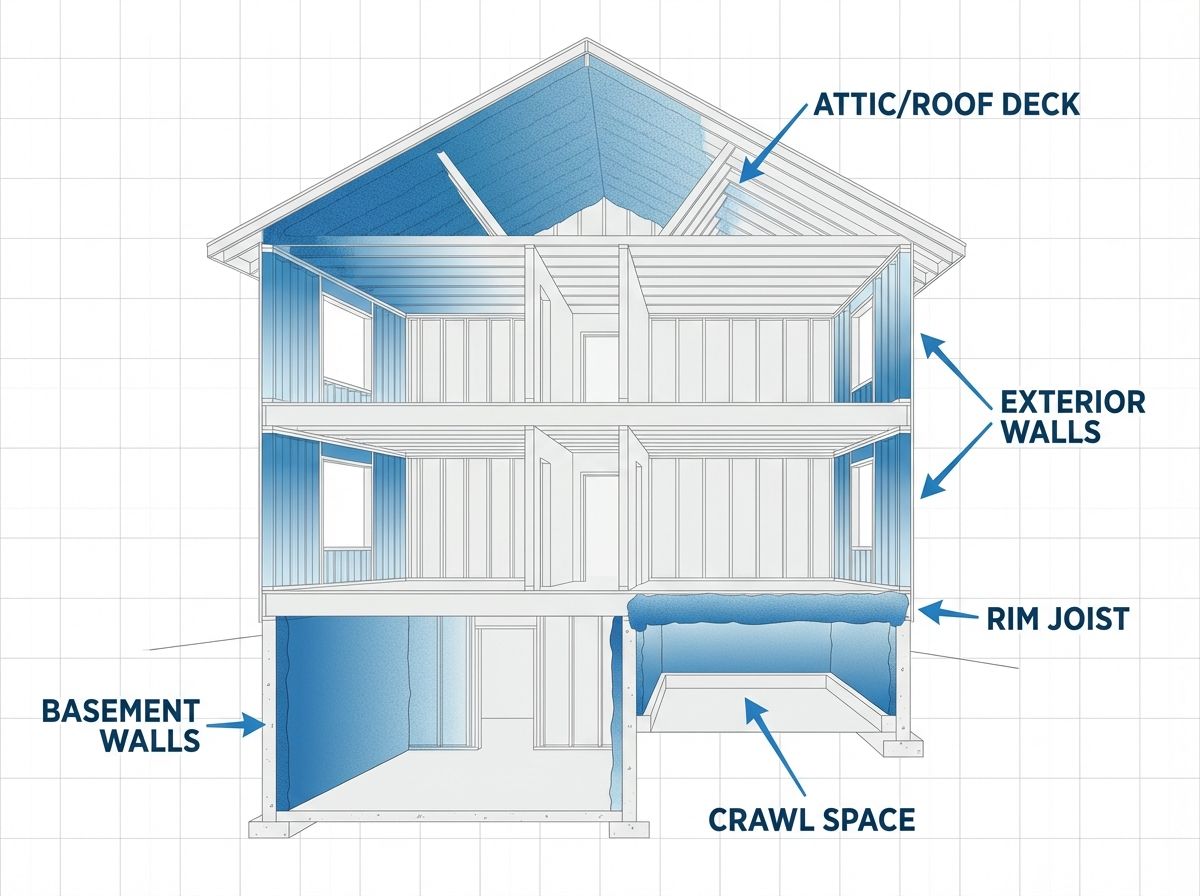 Cross-section diagram of Alaska home showing insulation R-value requirements by location