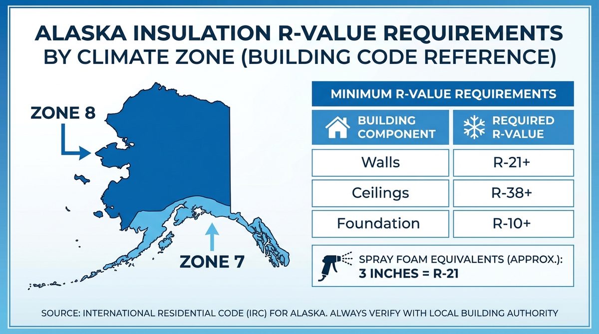 Alaska climate zones map with minimum R-value requirements