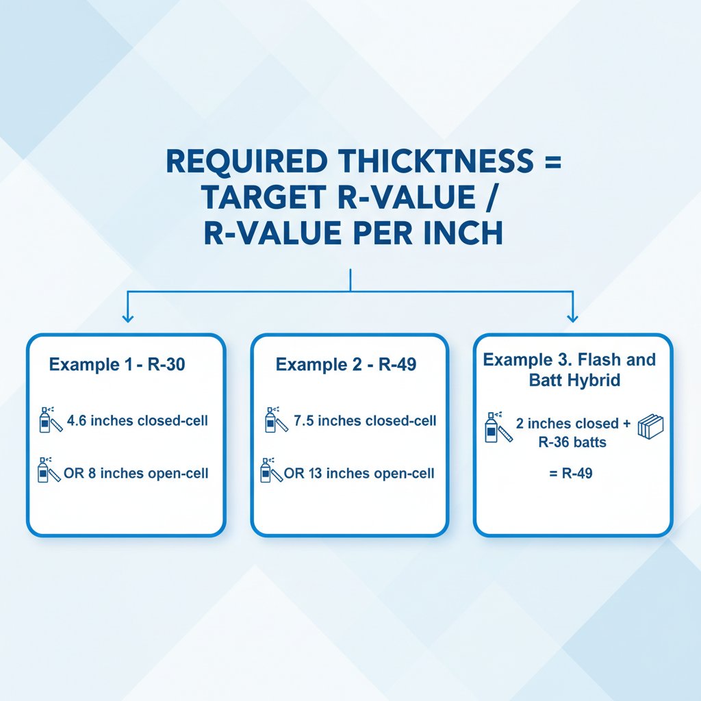 Spray foam thickness calculation formula with examples